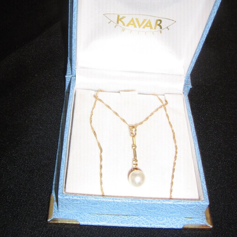 Ladies 10K Italian Gold Chain Necklace With Pearl Pendant NEW WITHOUT TAGS